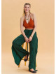 Green Ethnic Trousers with Elastic Waist and Tie Detail 4471